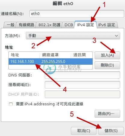 手动设置 IP 的示意图