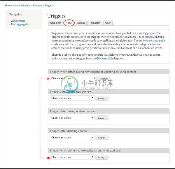 Drupal触发器和动作