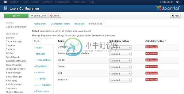 Joomla用户设置