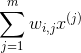 sum_{j=1}{m}w_{i,j} x{(j)}