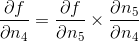 frac{partial f}{partial n_4} = frac{partial f}{partial n_5} times frac{partial n_5}{partial n_4}