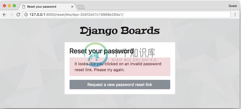 Password Reset Confirm Invalid