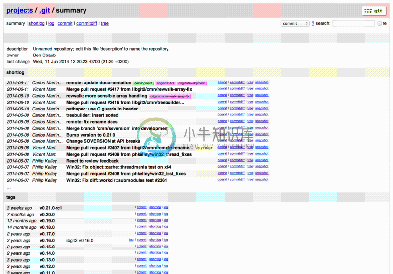 GitWeb 的网页用户界面