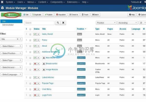 Joomla Footer模块