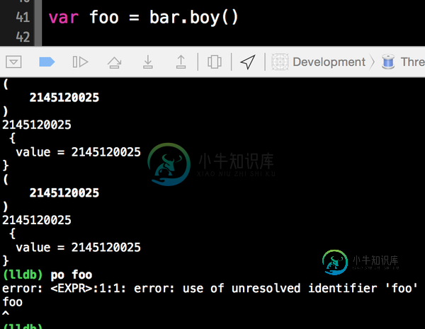 第一个结果是<code> po bar.boy（）</ code>的结果，第二个结果是<code> unresolved </
code>