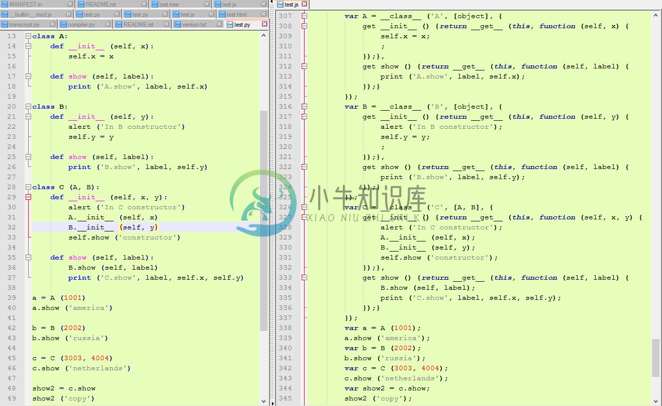 Screenshot of Python versus JavaScript code