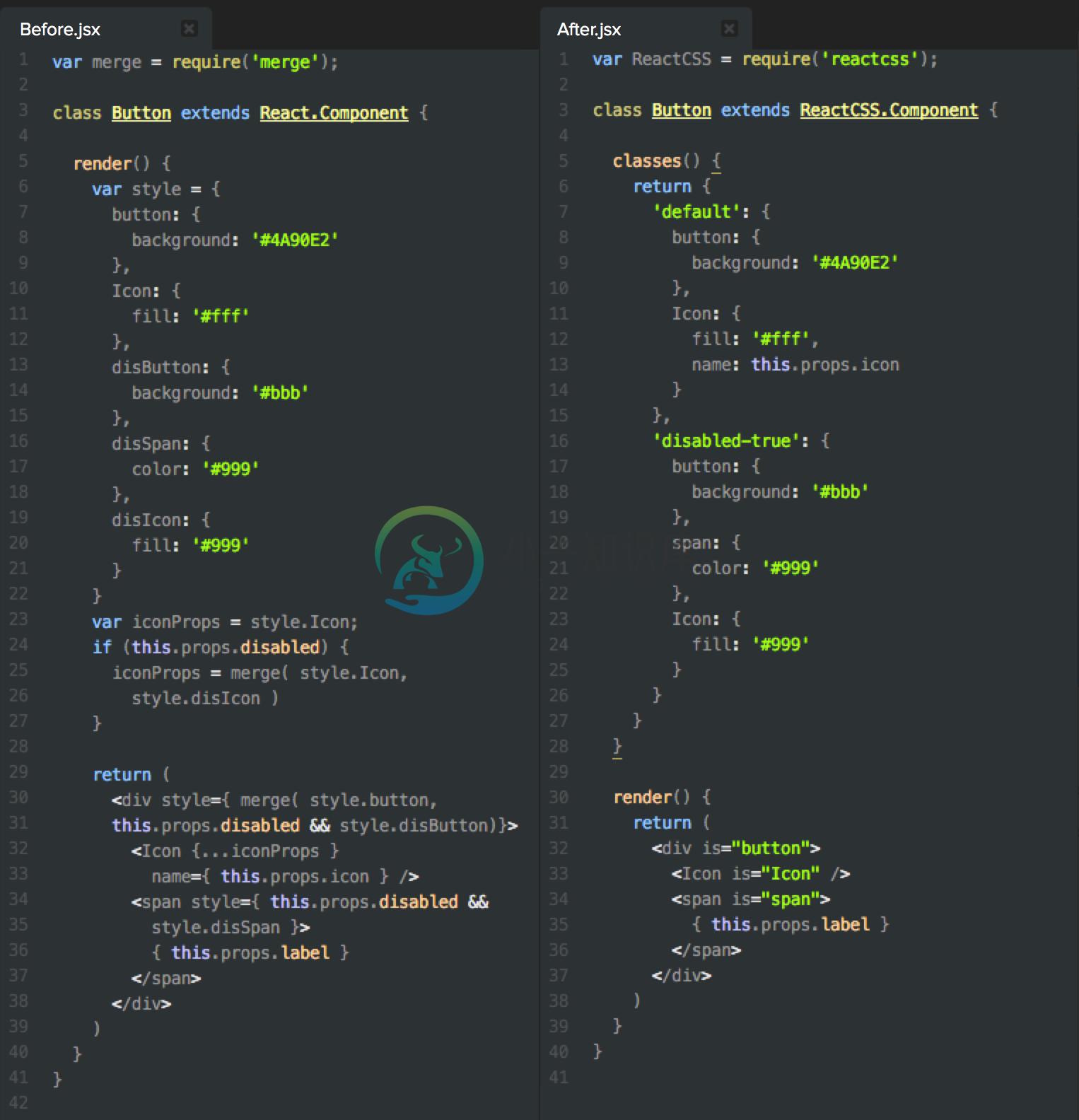 Sample Component with ReactCSS