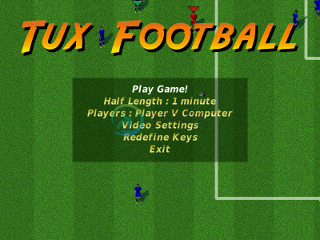 Menu of Tux Football 0.3