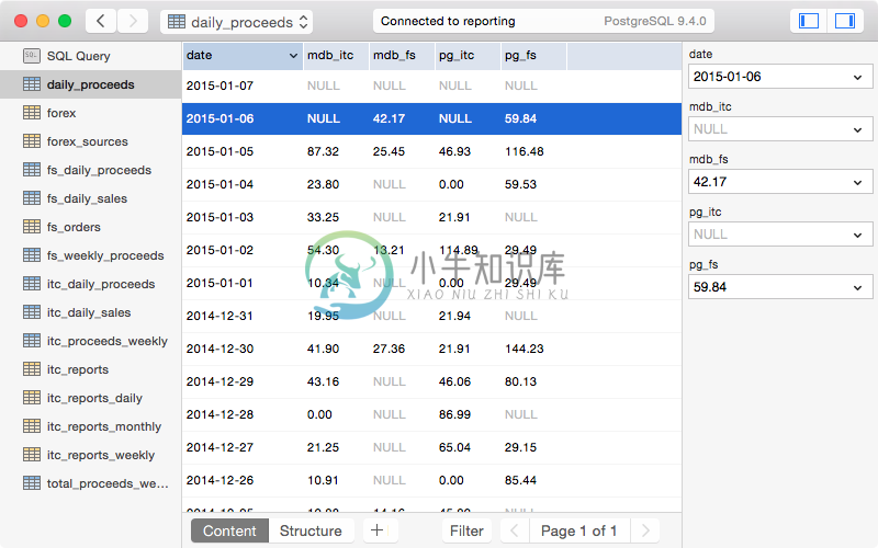 Table Content View