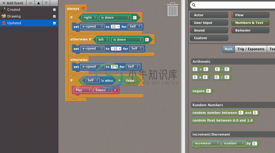 Build game logic without coding using our Scratch-inspired block builder.