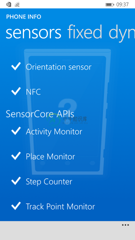 Sensor features view on Nokia Lumia 930 (Windows Phone 8.1 version)