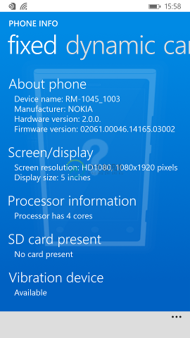 Fixed features view on Nokia Lumia 930 (Windows Phone 8.1 version)