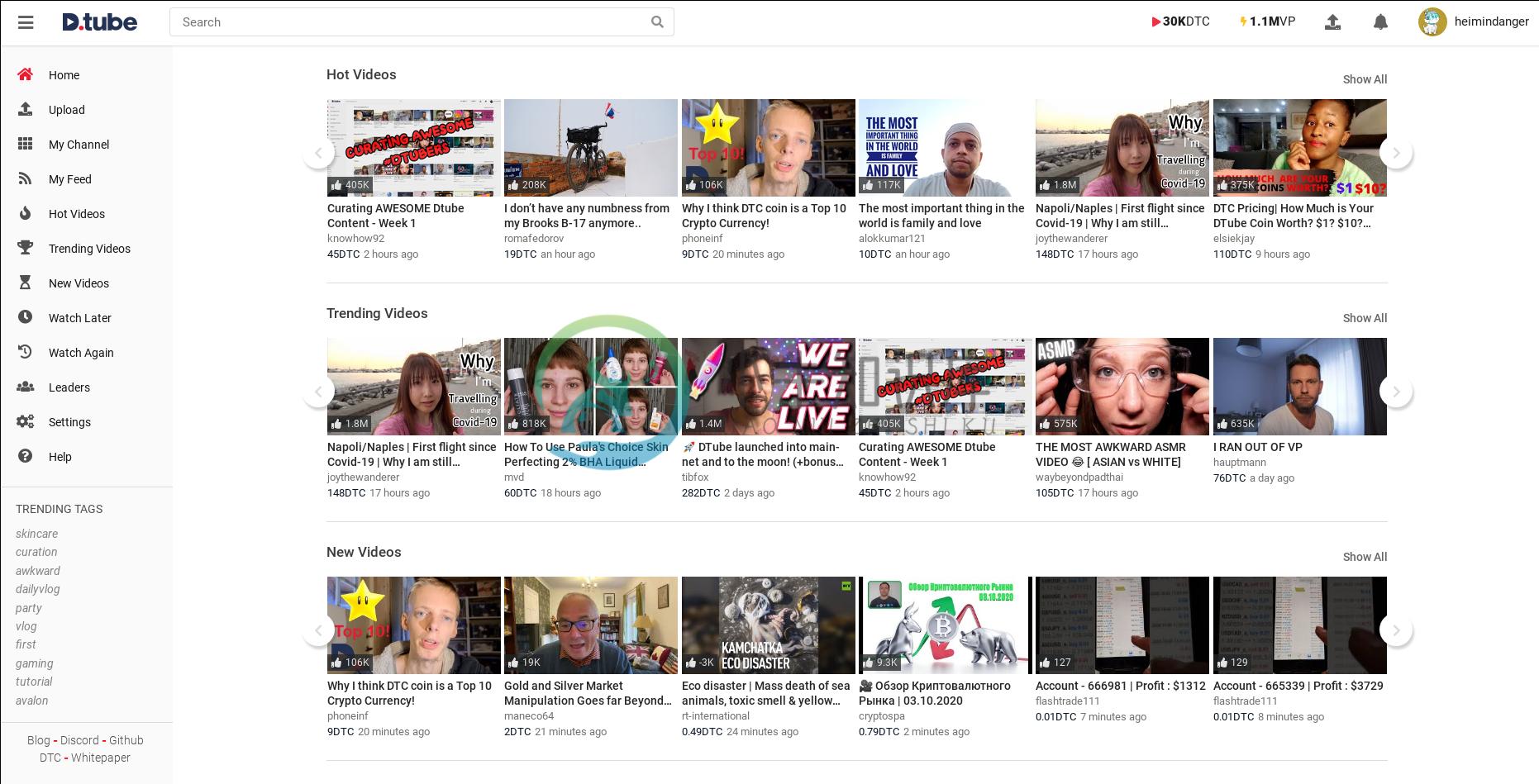 DTube Homepage Preview