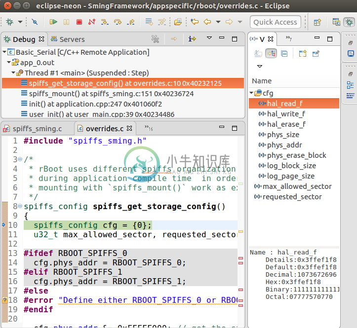 Debugging Session in Eclipse CDT