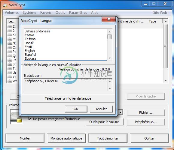 VeraCrypt Language Selection Dialog