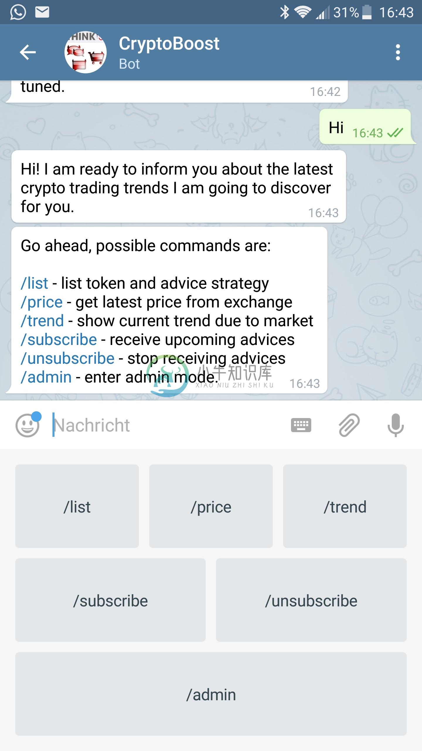 Gekko with telegram bot