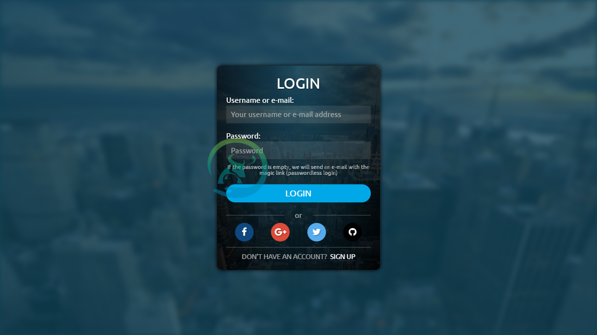 Login screen