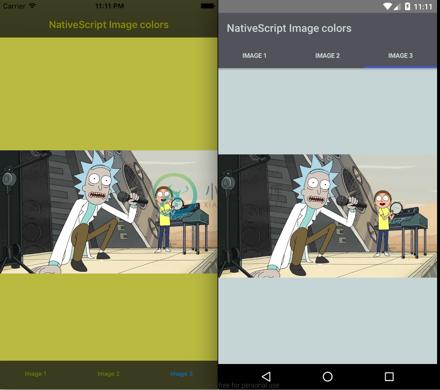 NativeScript image colors