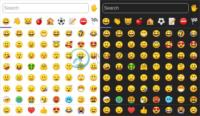 Screenshot of emoji-picker-element in light and dark modes