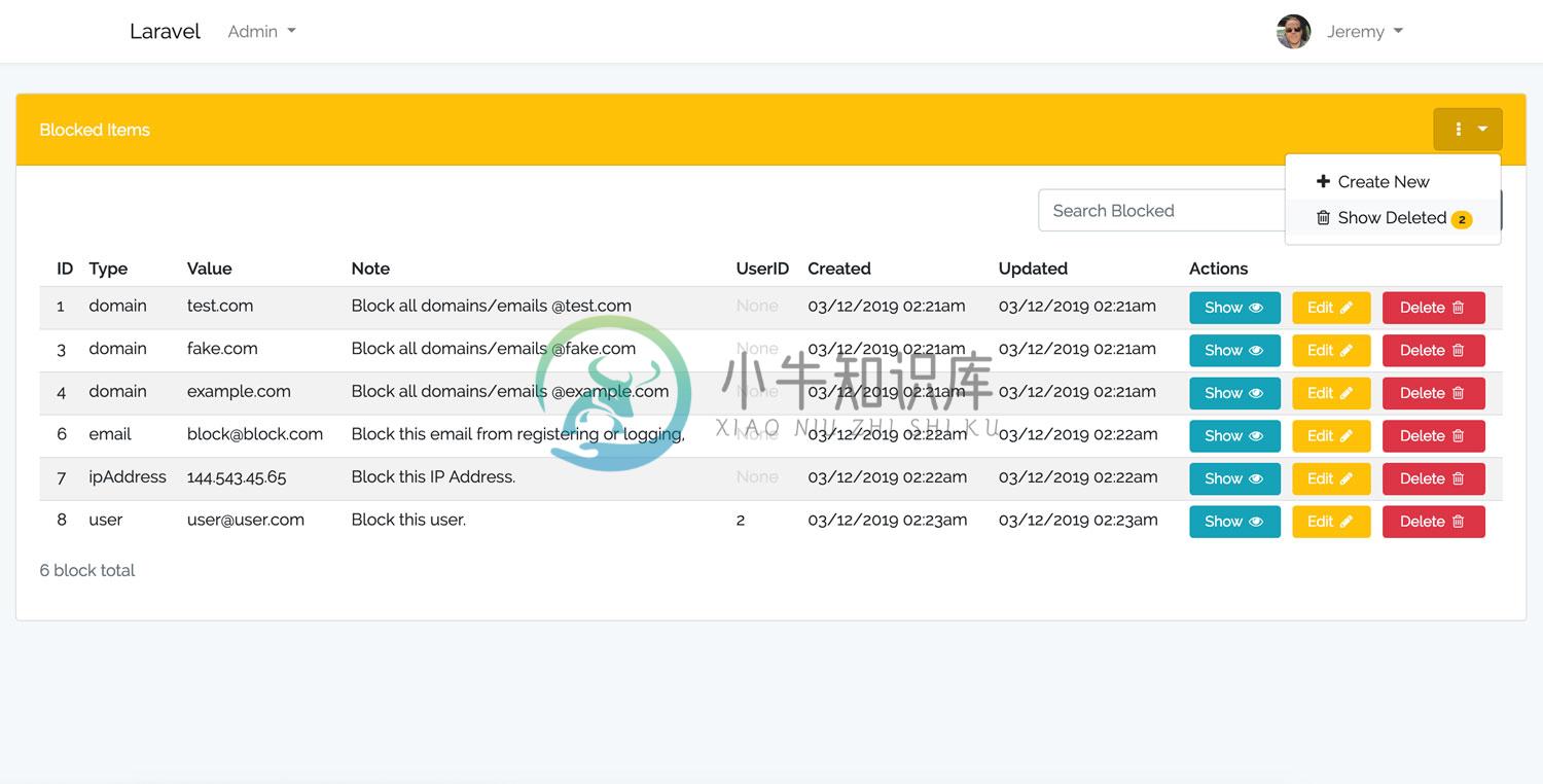 Laravel Blocker Dashboard