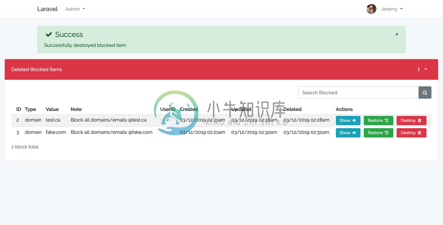 Laravel Blocker Flash Message