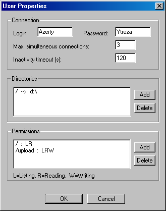 user properties dialog box