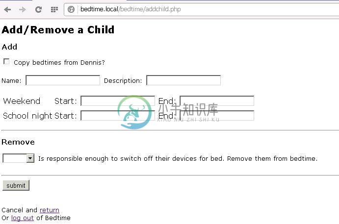 Add/remove children and set/copy their bedtimes