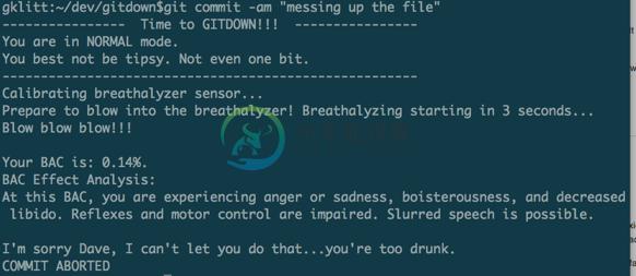 example of gitdown aborting a commit